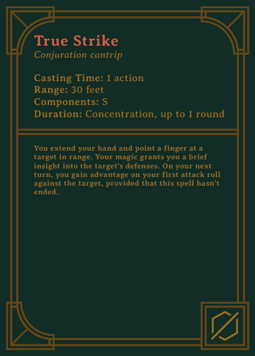card with information for True Strike